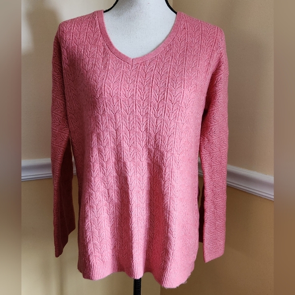 Chico's Sweaters - Chico's Drama V Neck LS Pullover Strawberry Blush Knit Sweater NWT Size Medium